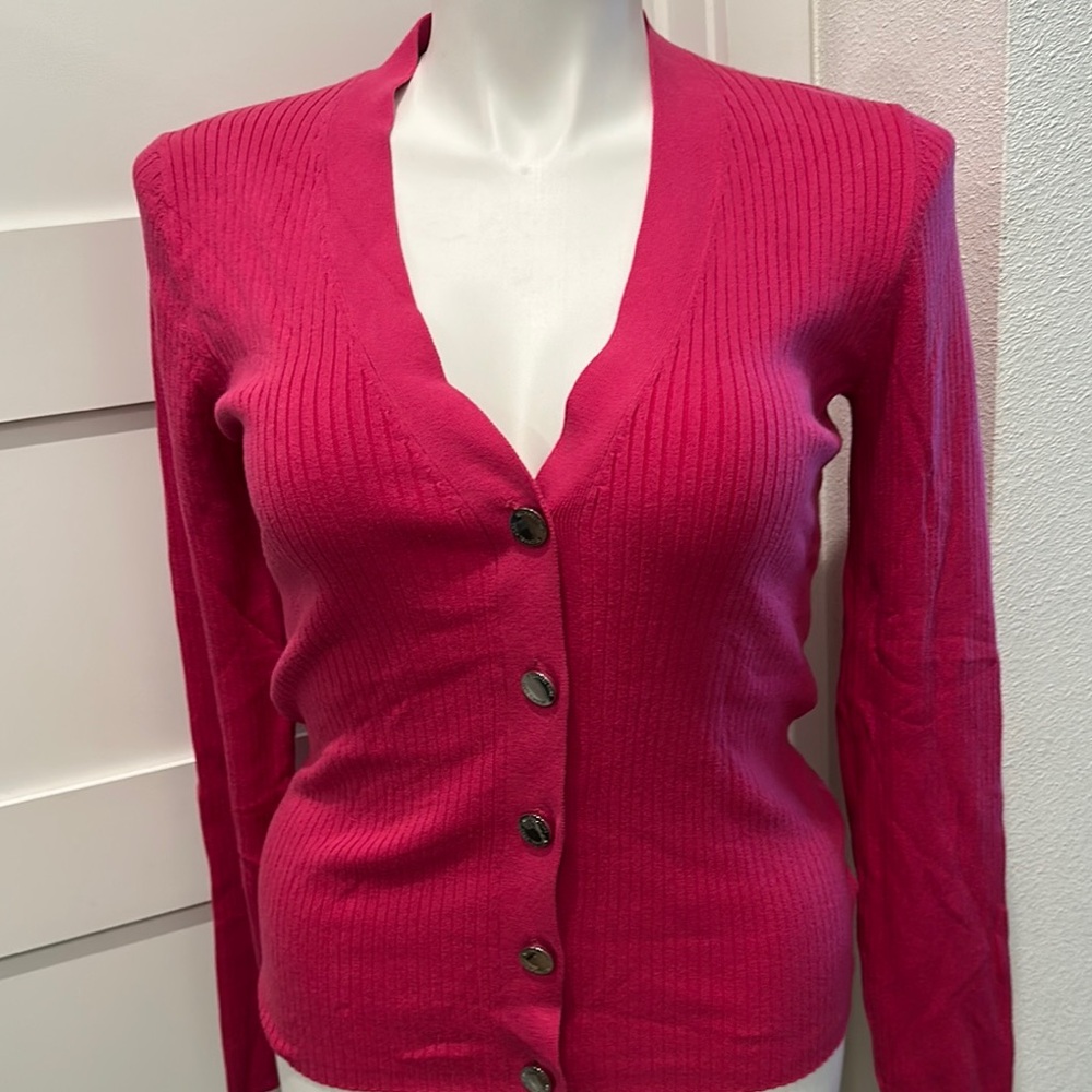 MICHAEL Michael Kors Pink Ribbed Knit Cardigan Size M